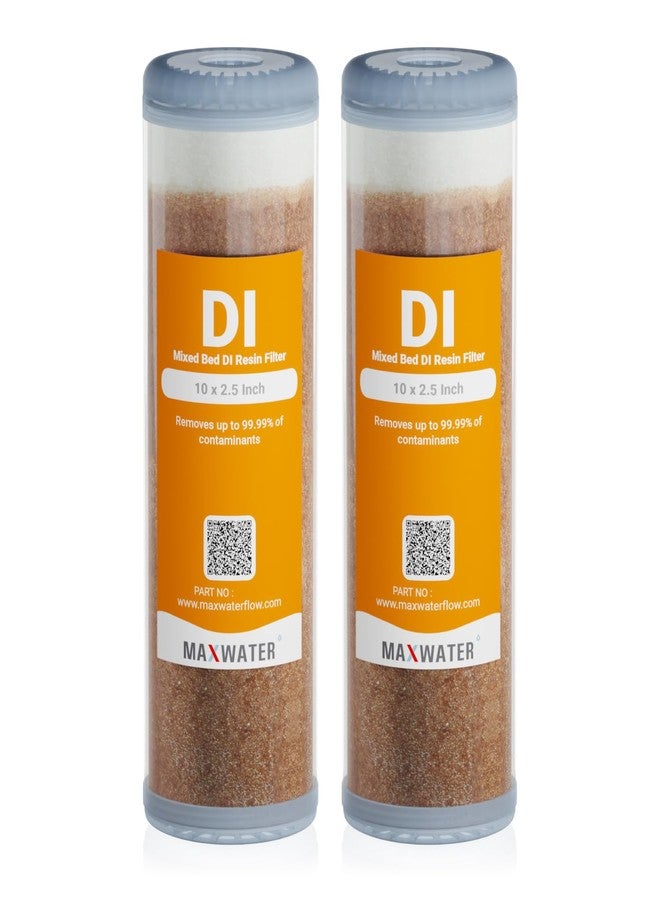Max Water 2-Pack Refillable Mixed Bed DI Resin Filter Cartridge Fits wide style 3.15" openings standard 10" size WH Filter Housings and Systems, Car Wash, Window Cleaning, Aquarium - Image 1